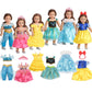 Sweet Dolly 18 Inch Doll Clothes 6 Sets Princess Dresses Accessories Costume Jasmine Aurora Belle Snow White for 18 Inch Dolls