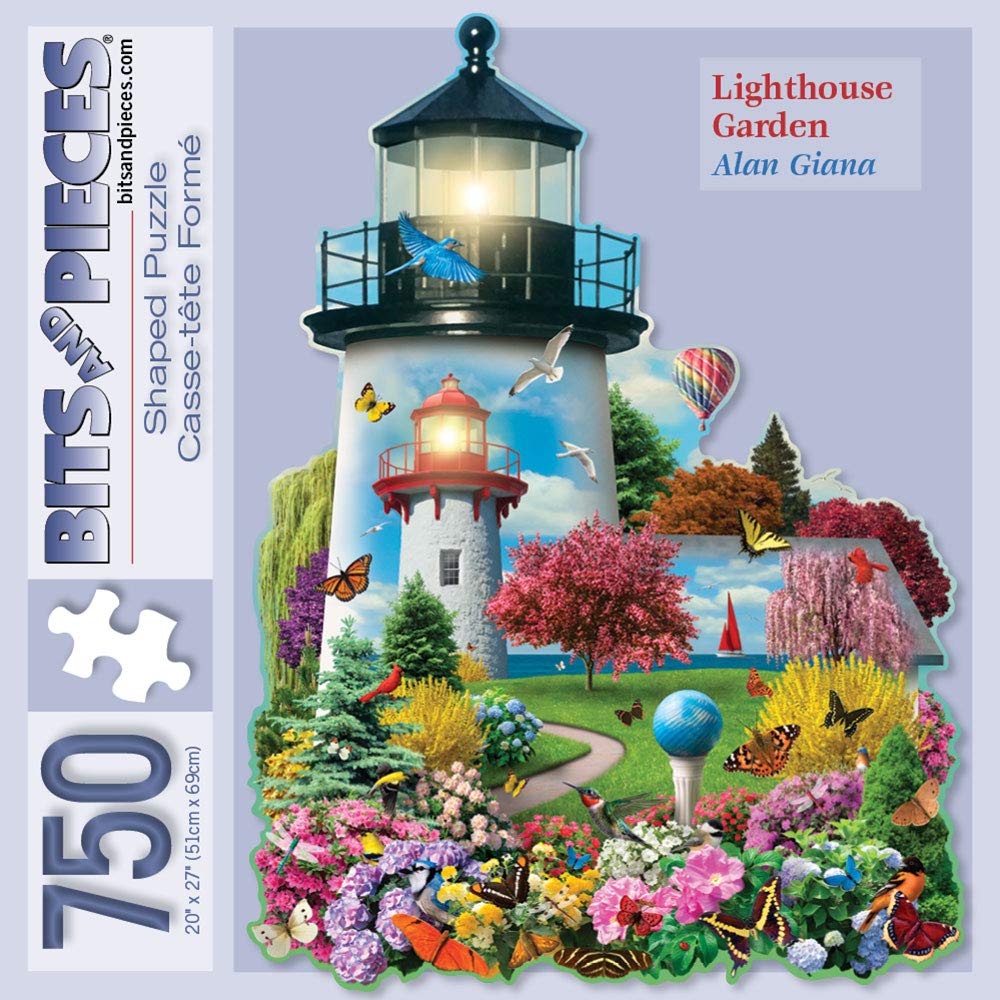 Bits and Pieces - 750 Piece Jigsaw Puzzle for Adults - Lighthouse Garden - Jigsaw Puzzle by Artist Alan Giana, Completed Puzzle Size: 20" x 27"