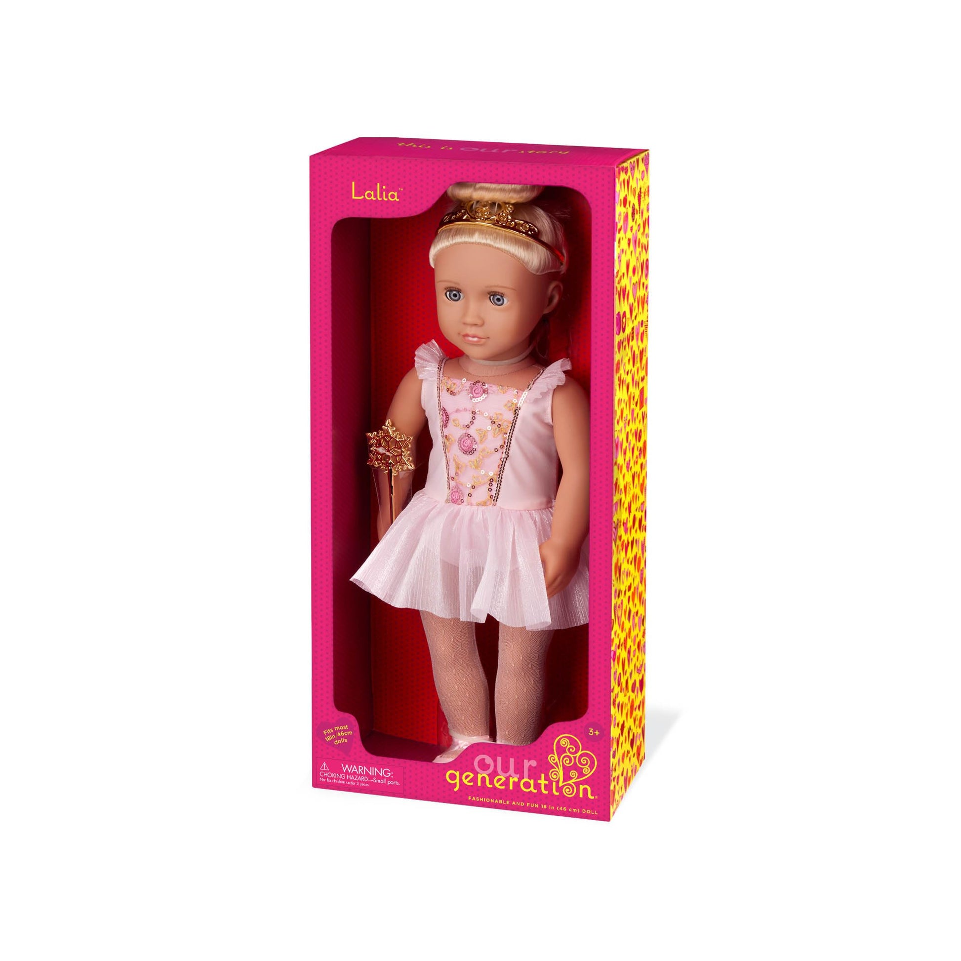 Our Generation - 18-inch Sugar Plum Fairy Doll - Lifelike Blue Eyes & Long Blonde Hair - Pink Ballet Dress, Tiara & Wand Accessories - Pretend Play