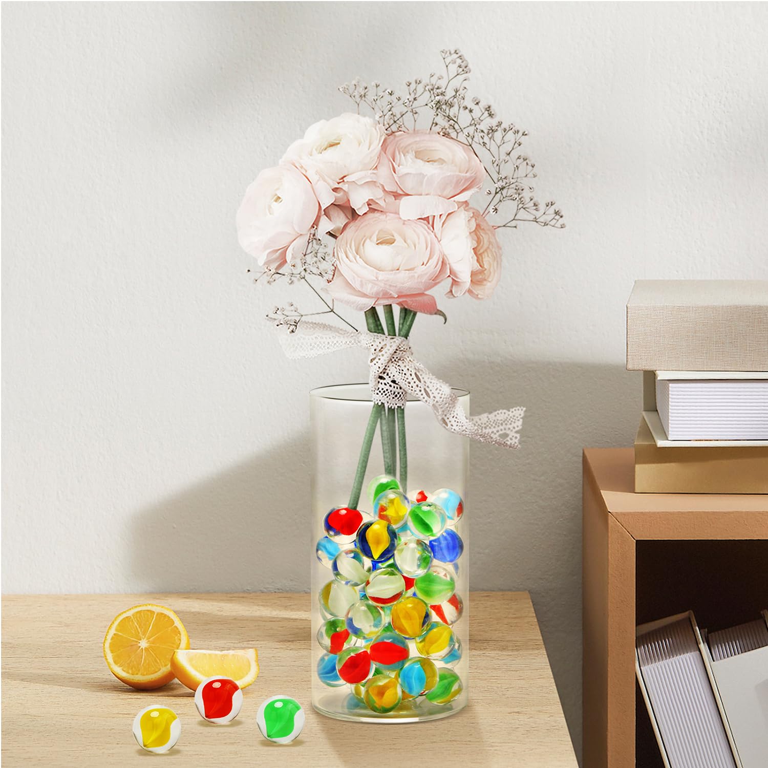 XXUOD 60 PCS Glass Marbles, Bulk Marbles for Marble Games Vase Fillers DIY and Home Decoration