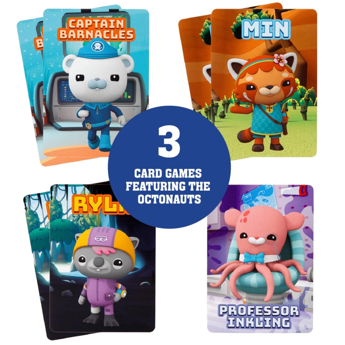 Mighty Mojo Octonauts Kids Classic Card Games - Memory Game, Go Fish & Old Maid Fun Family Game for Boys and Girls Party Toys Night - Three Total