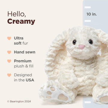 Bearington Creamy The Easter Bunny Stuffed Animal - 10" Soft Plush Rabbit Toy with Fluffy Fur - Adorable Toy Bunny with Cuddly Design - Cute Easter
