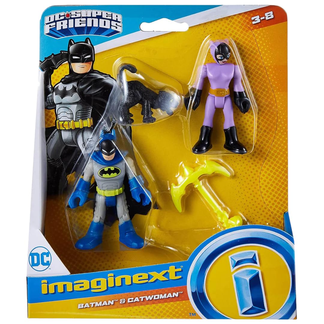 Fisher-Price Imaginext DC Super Friends Complete Set of 4 Figure Sets from M5645-96A4 Release with Batman, Joker, Catwoman, Riddler and Mr. Freeze