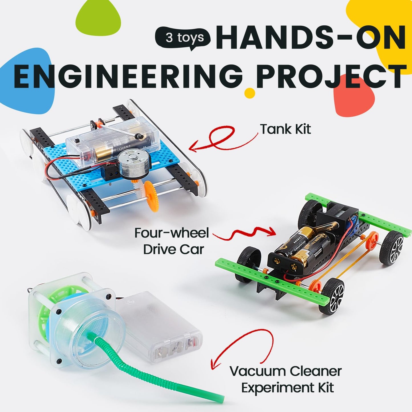 6-in-1 STEM Home Lab Science Kit for Kids Age 8-12, Boys & Girls 9 10 11 13 14 Year Old Educational Adventure Set: Tank & Car Building, Saltwater