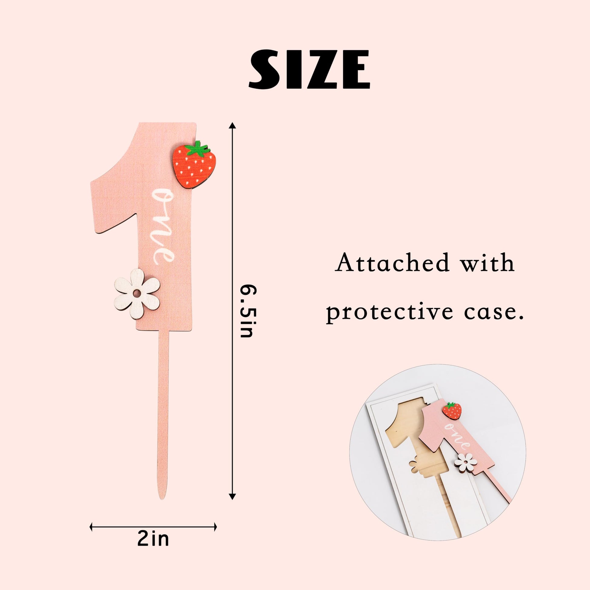 CIEQR Strawberry One Cake Topper