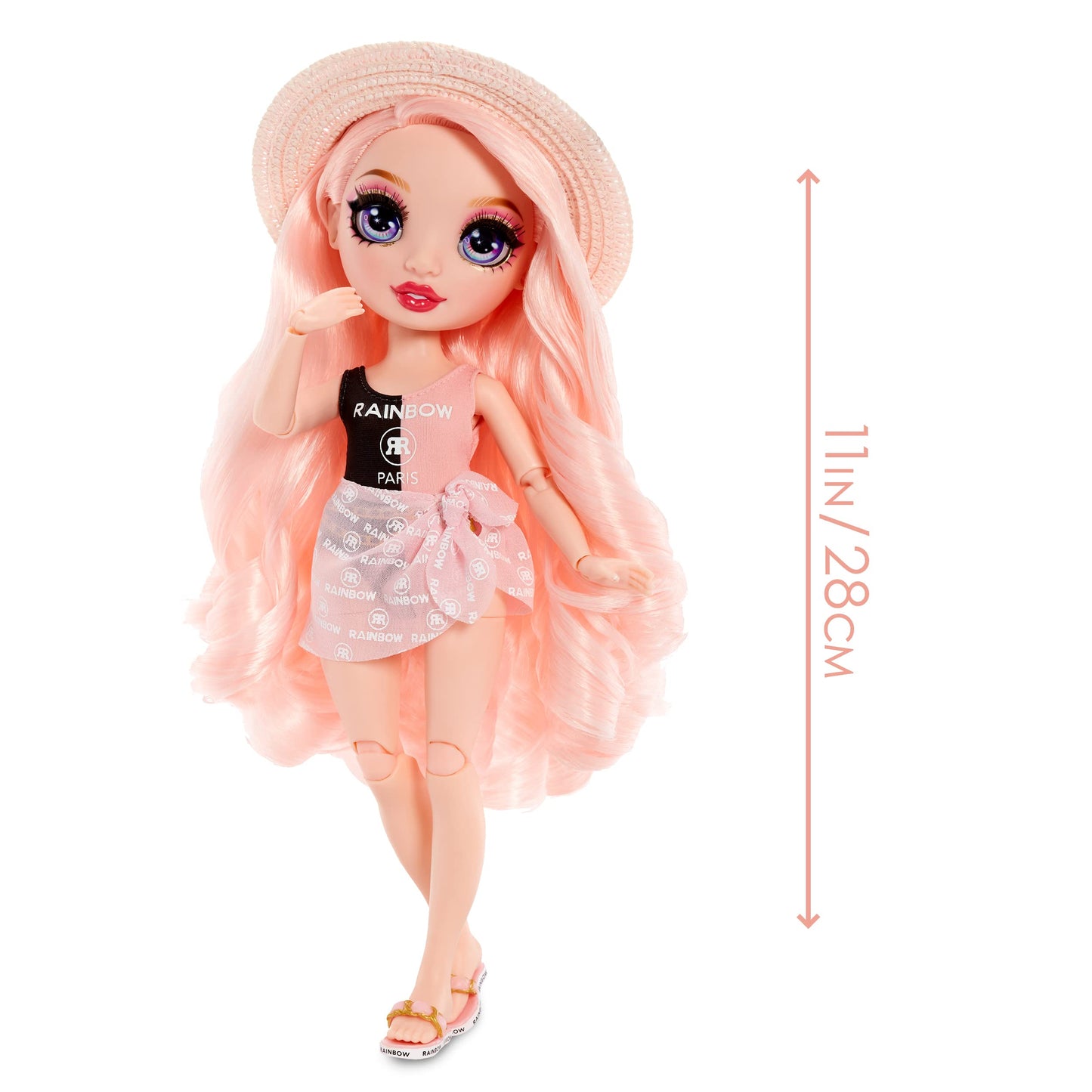 Rainbow High Pacific Coast Bella Parker- Pink Fashion Doll with 2 Designer Outfits, Pool Accessories Playset, Interchangeable Legs, Toys for Kids, for