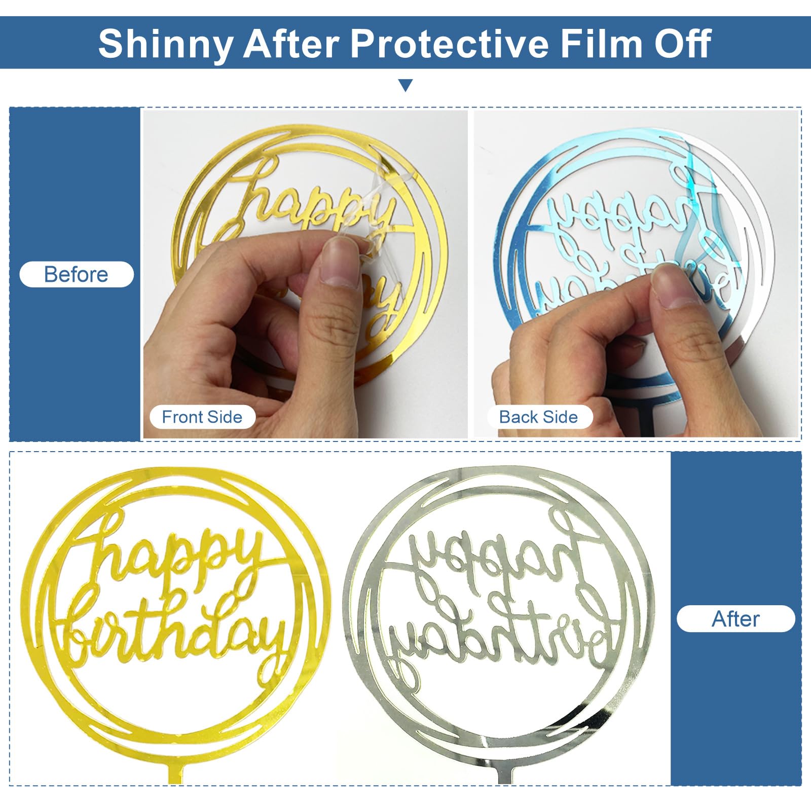28 Pcs Happy Birthday and Butterfly Cake Toppers Set, Acrylic Gold Birthday Cupcake Toppers, Butterfly Cake Decorations
