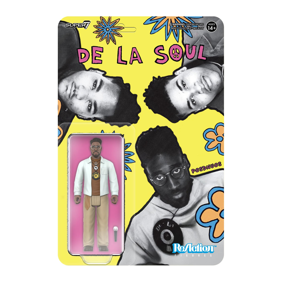 Super7 Reaction Figure De La Soul Kelvin Posdnuos Mercer (Me, Myself & I) - 3.75" De La Soul Action Figure with Accessory - Hip Hop Collectibles and