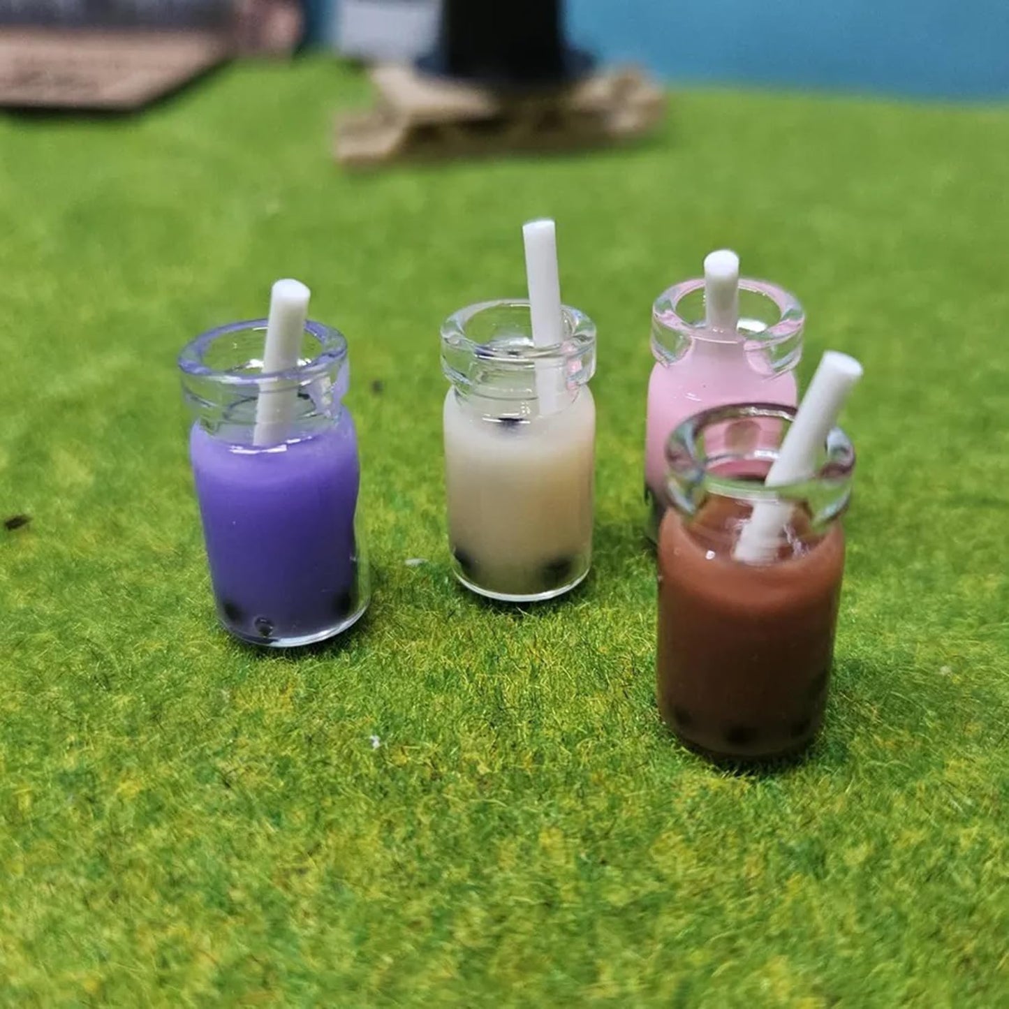 Miniature Bubble Tea Cups, Tiny Resin Bubble Tea Cup, Milk Boba Tea Cup, Coffee Cups, 1/12, for Dollhouse, Miniature Kitchen Accessories, Dollhouse