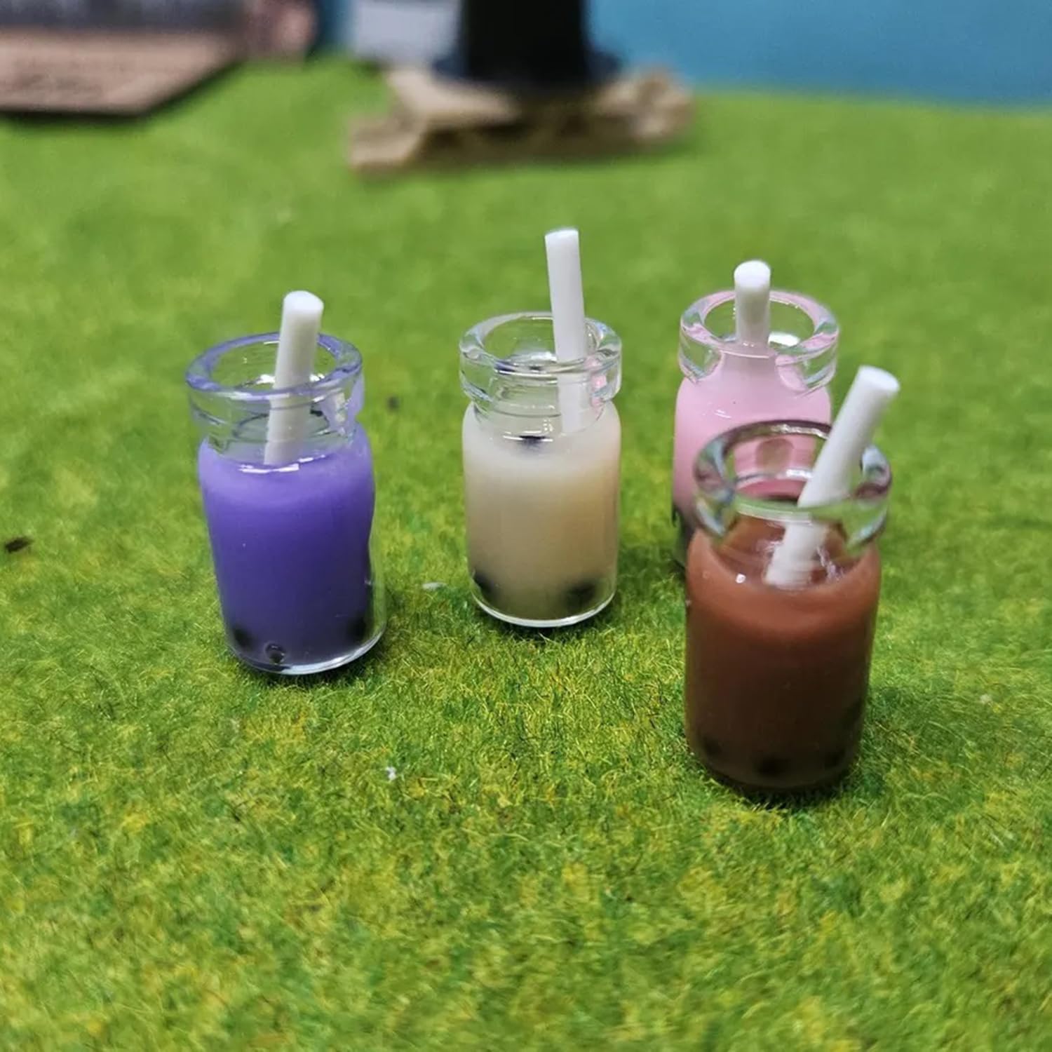 Miniature Bubble Tea Cups, Tiny Resin Bubble Tea Cup, Milk Boba Tea Cup, Coffee Cups, 1/12, for Dollhouse, Miniature Kitchen Accessories, Dollhouse