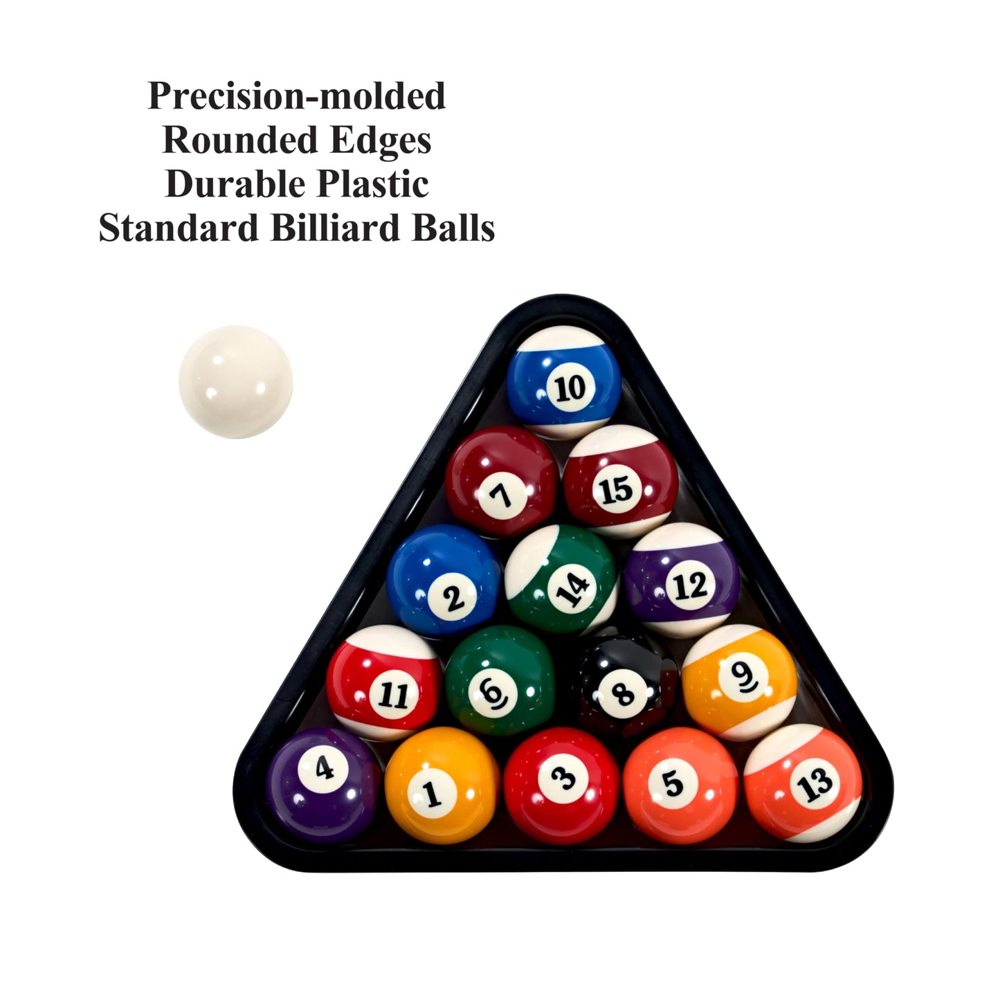 Barrington Billiards 16-Piece Pool Ball Set with Triangle Rack, 2-1/4 Inch Complete Regulation Set, 7 Solid, 7 Striped, 1 Black Eight-Ball, 1 White