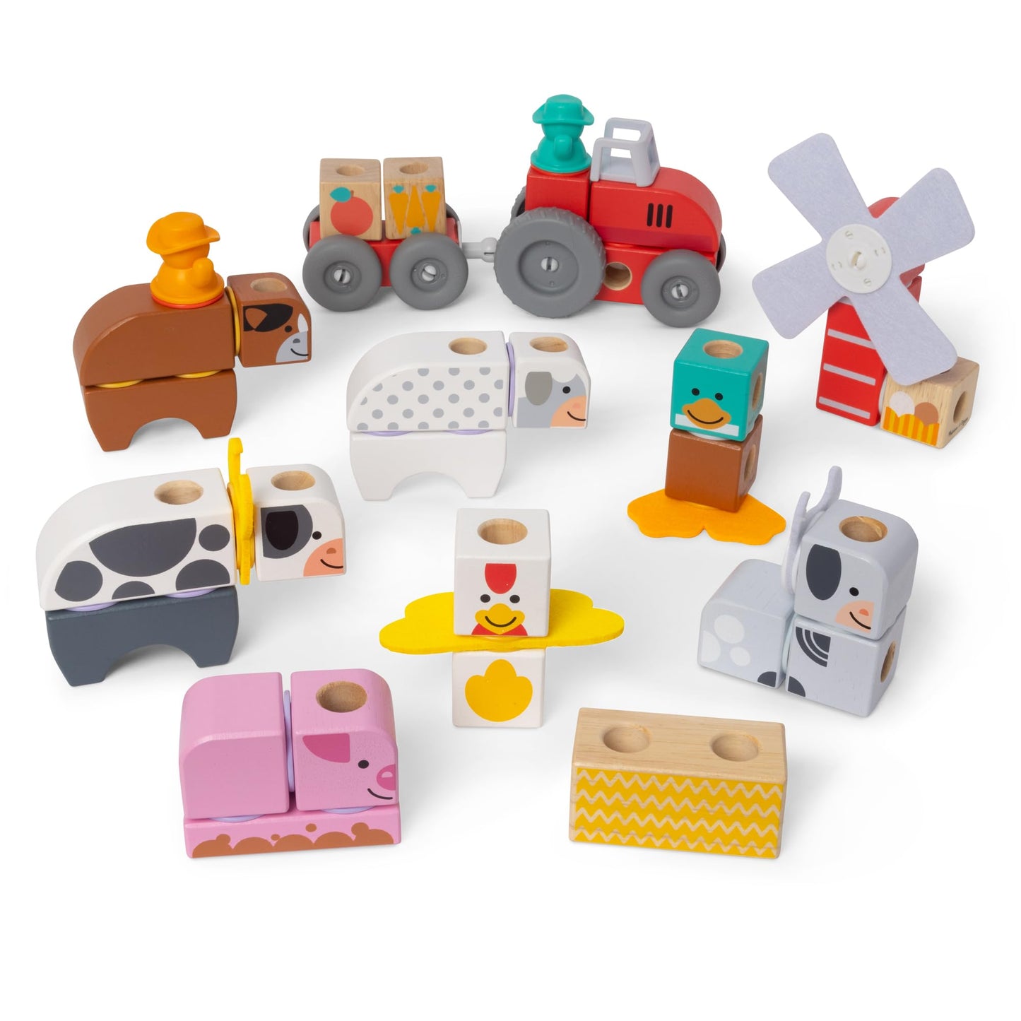 Melissa & Doug Blockables Farm & Farm Friends 2-Pack Bundle Set