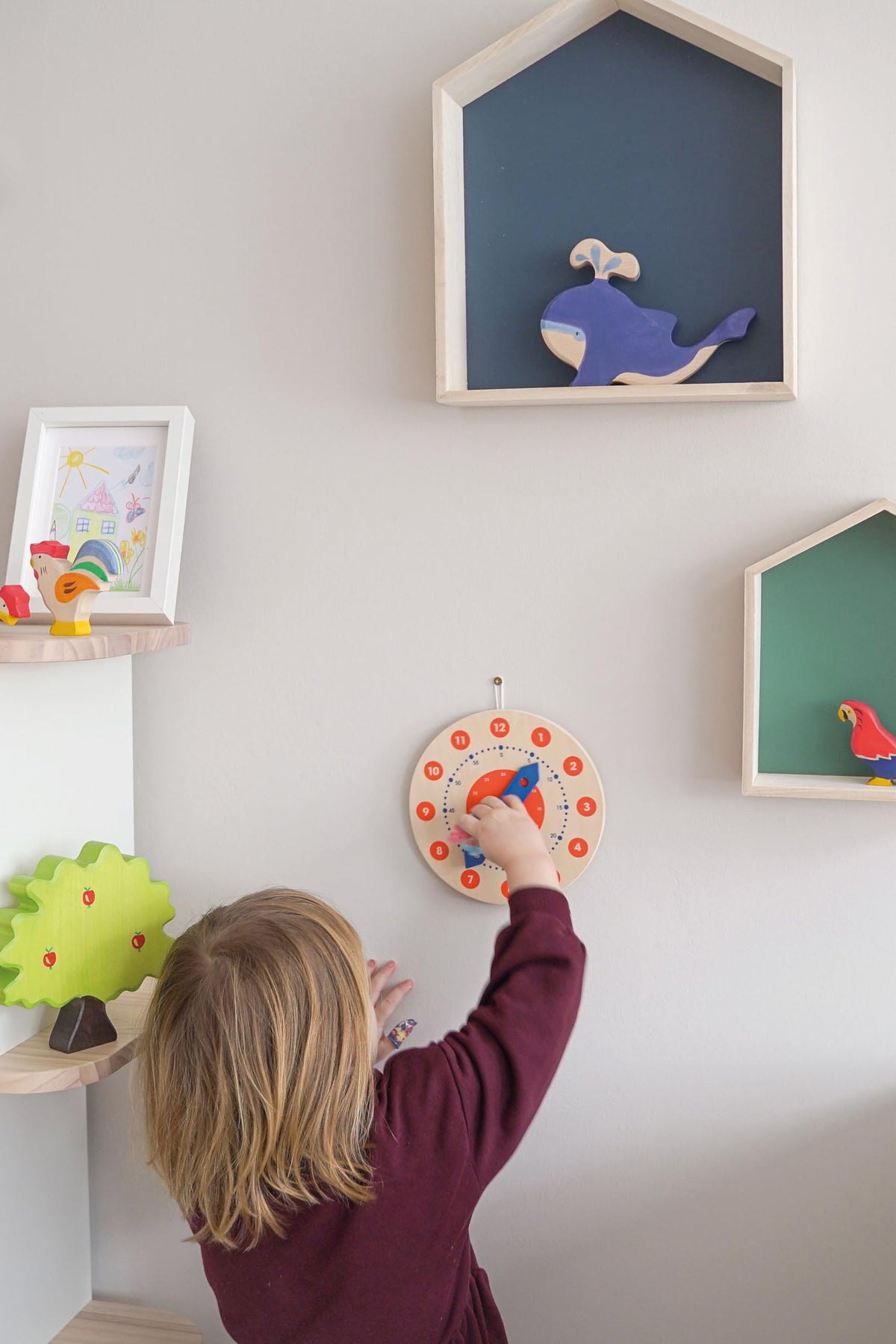 Goki Wooden Learning Clock for Kids - Educational Telling Time Teaching Clock for Toddlers & Kindergarten - Wooden Learning Toys I Toddler Educational
