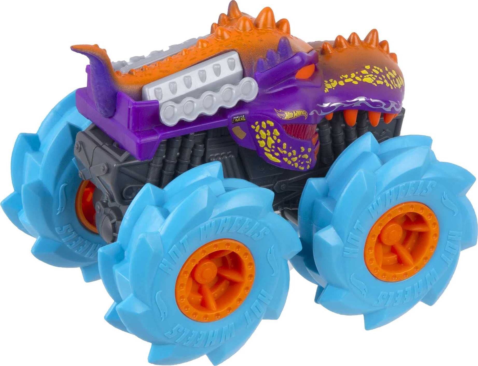 Hot Wheels Monster Trucks Twisted Tredz Creature Themed 1:43 Scale Flywheel Friction Motor Assorted Stylized Giant Wheels Power over Terrain