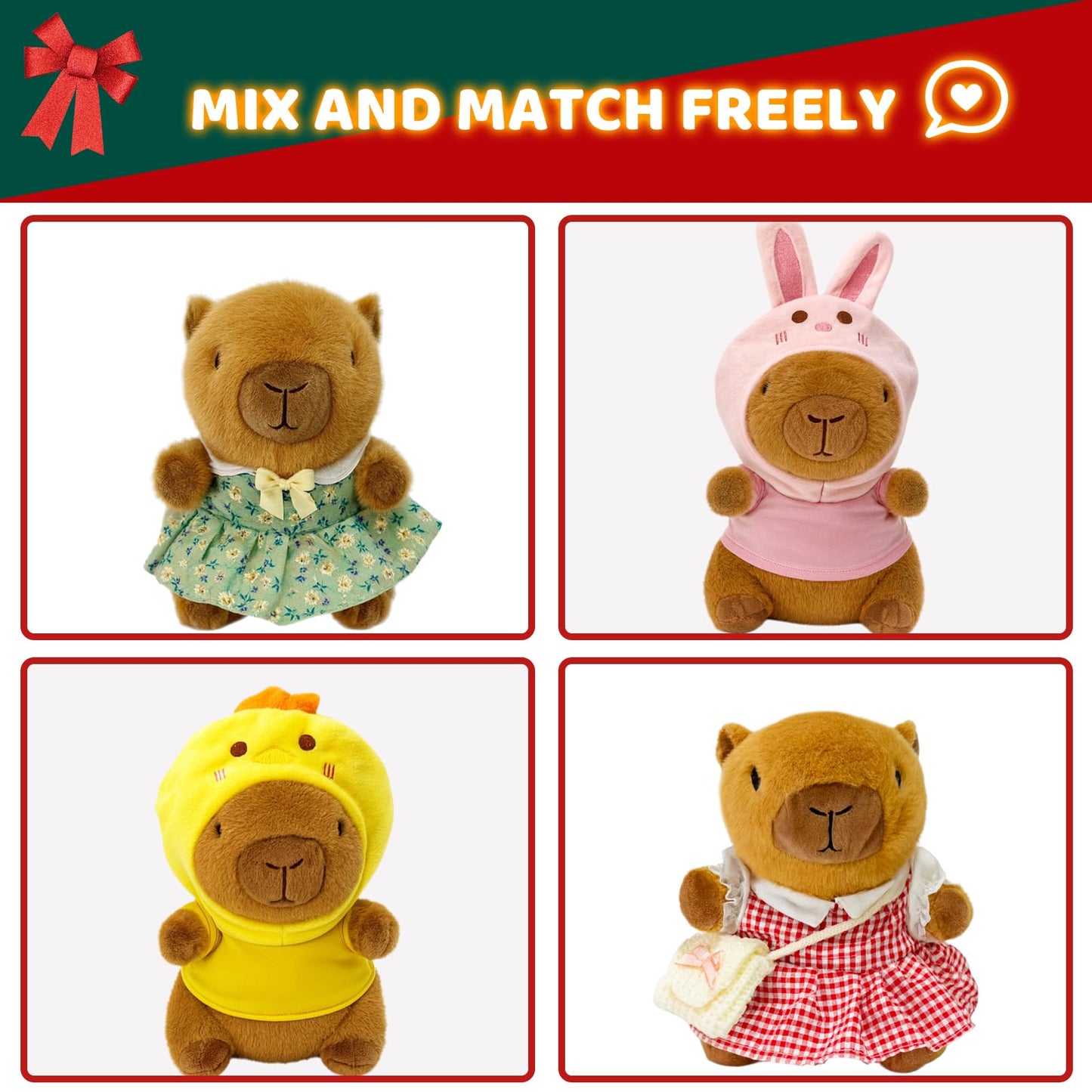 TITQWOP 9-pc Capybara Plush Set Suitable for Kids Girls Cute and Soft Capybara Plush Stuffed Animal that Can Be Casually Matched