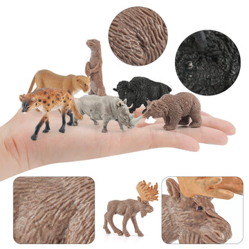 BRETOYIN 21PCS Mini Wild Animals Figurines Toys Set Savanna Jungle Animals Figures Mini Party Favor Cake Topper South Africa Zoo Animals Toys for Kids