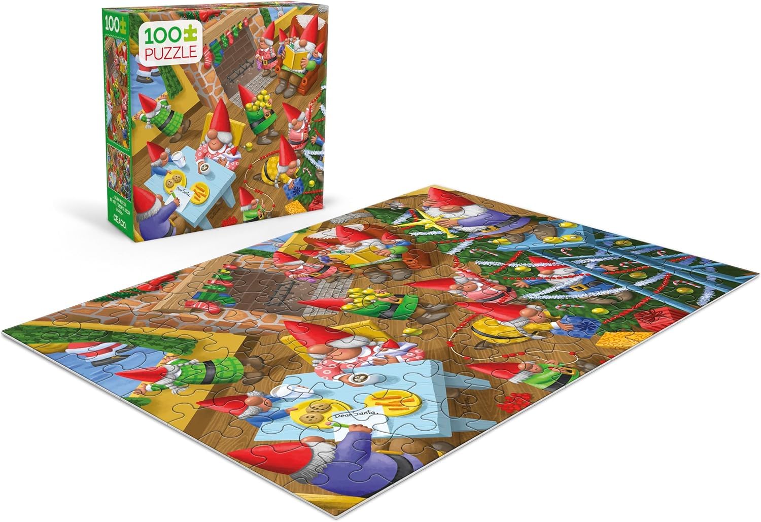 Ceaco - Holiday Christmas Time Gnomes - 100 Piece Puzzle for Kids Ages 56+