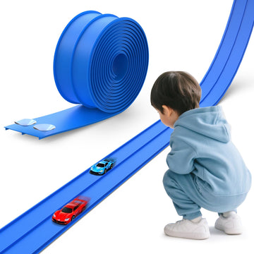 Flexible Race Track Toys for Wheels 1:64,15 Ft Flex Race Car Ramp Track with Suction Cups - Portable DIY Racetrack Compatible with Diecast 1/64th Cars