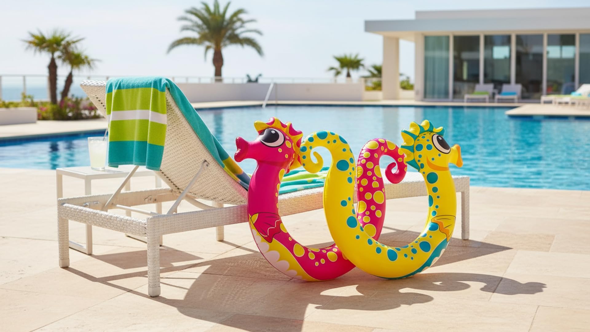 Poolmaster Seahorse Inflatable Pool Noodles for Kids, 2-Pack Pool Floaties with Seahorse Head and Tail, Fun Pool Toys for Pool, Lake or Beach, Pink