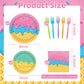 100 Pcs Ice Cream Cone Party Supplies Set, Serves 25 - Disposable Paper Plates, Napkins, and Colorful Forks, Ice Cream Themed Tableware for Kids