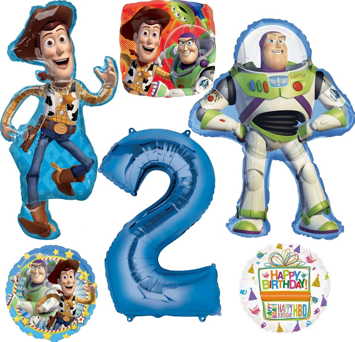 Anagram Woody and Buzz Lightyear's 2nd Birthday Party Supplies Balloon Bouquet Decorations