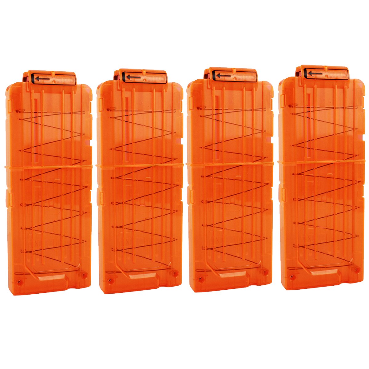 Bullet Clips, OIMIO Soft 12 Bullets Dart Gun Clips Magazine Clip For Nerf Toy Dart Gun 4PCS (transparent orange)