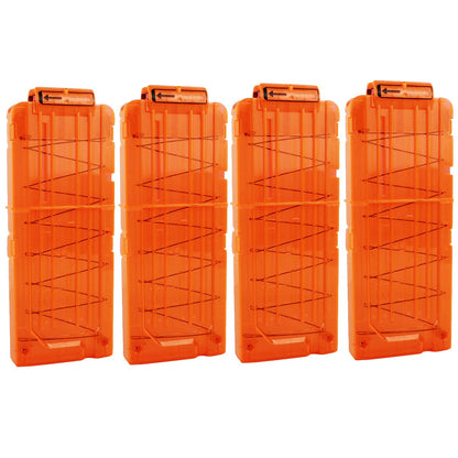 Bullet Clips, OIMIO Soft 12 Bullets Dart Gun Clips Magazine Clip For Nerf Toy Dart Gun 4PCS (transparent orange)