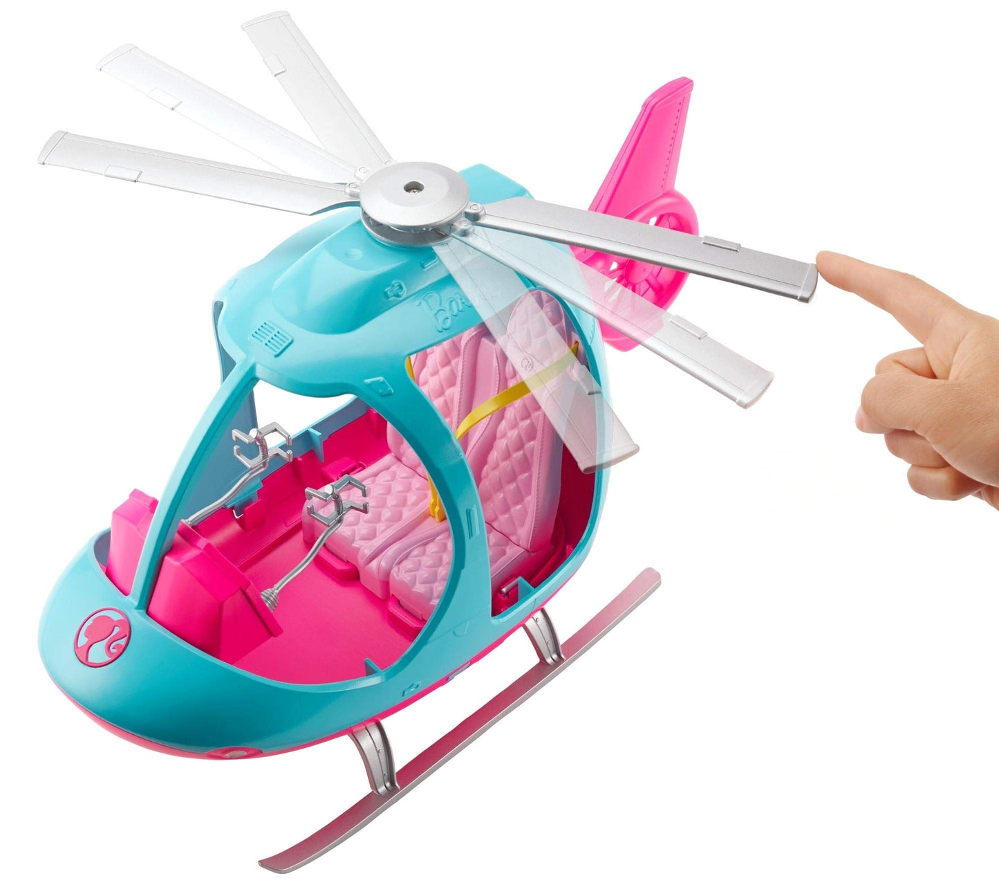 BARBIE - Barbie Helicoptere - Vehicule de Poupee - Helicoptere Rose + Bleu - Peut contenir 2 Poupees Barbie