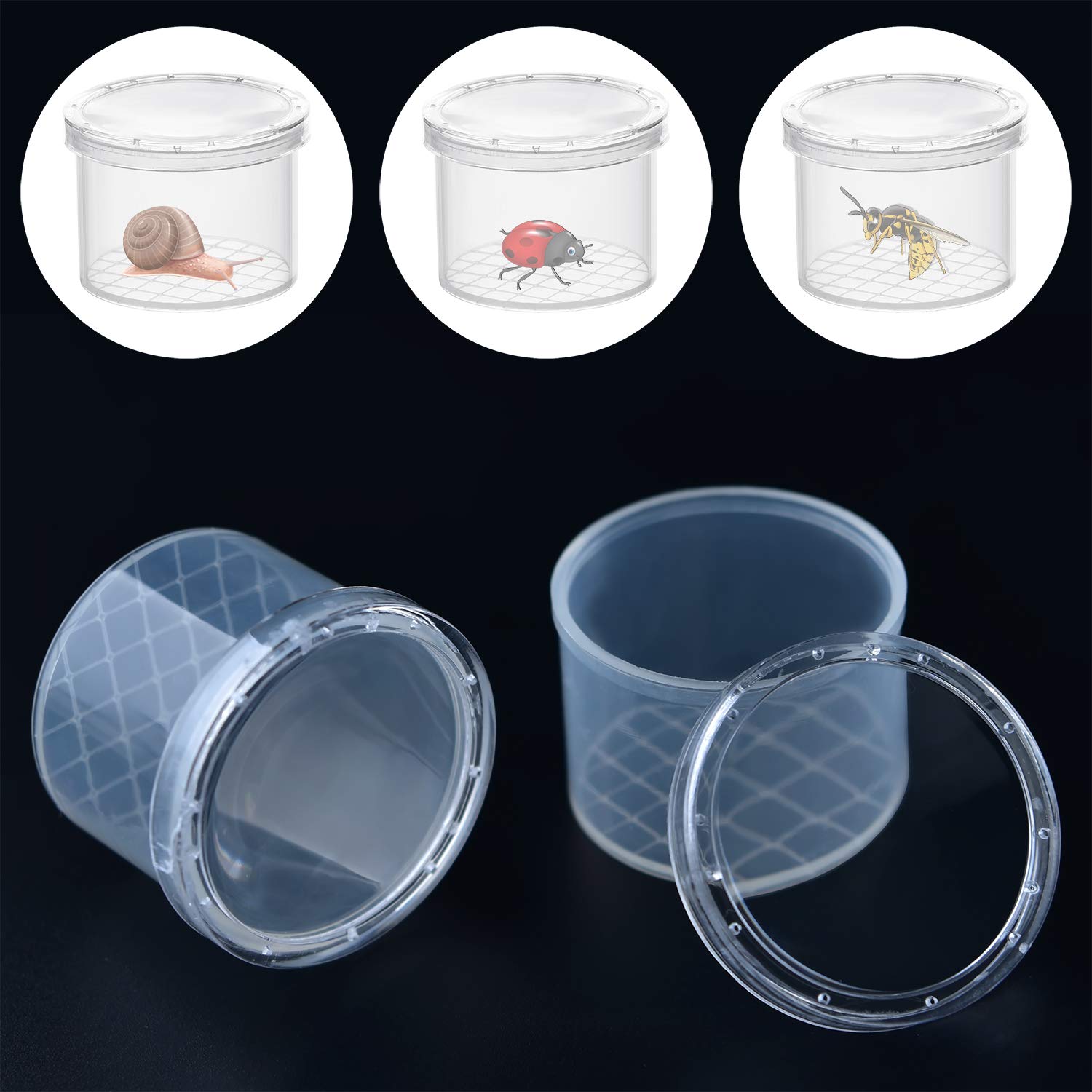 Coopay 16 Pieces Bug Viewer Critter Insect Cage Magnifying Insect Box Bug Magnifier Container Catcher Cage, Science Nature Exploration Tools
