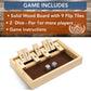 Classic Dice Board Game - 9 Number Flip Tiles with Natural Wooden Box - 11 inches