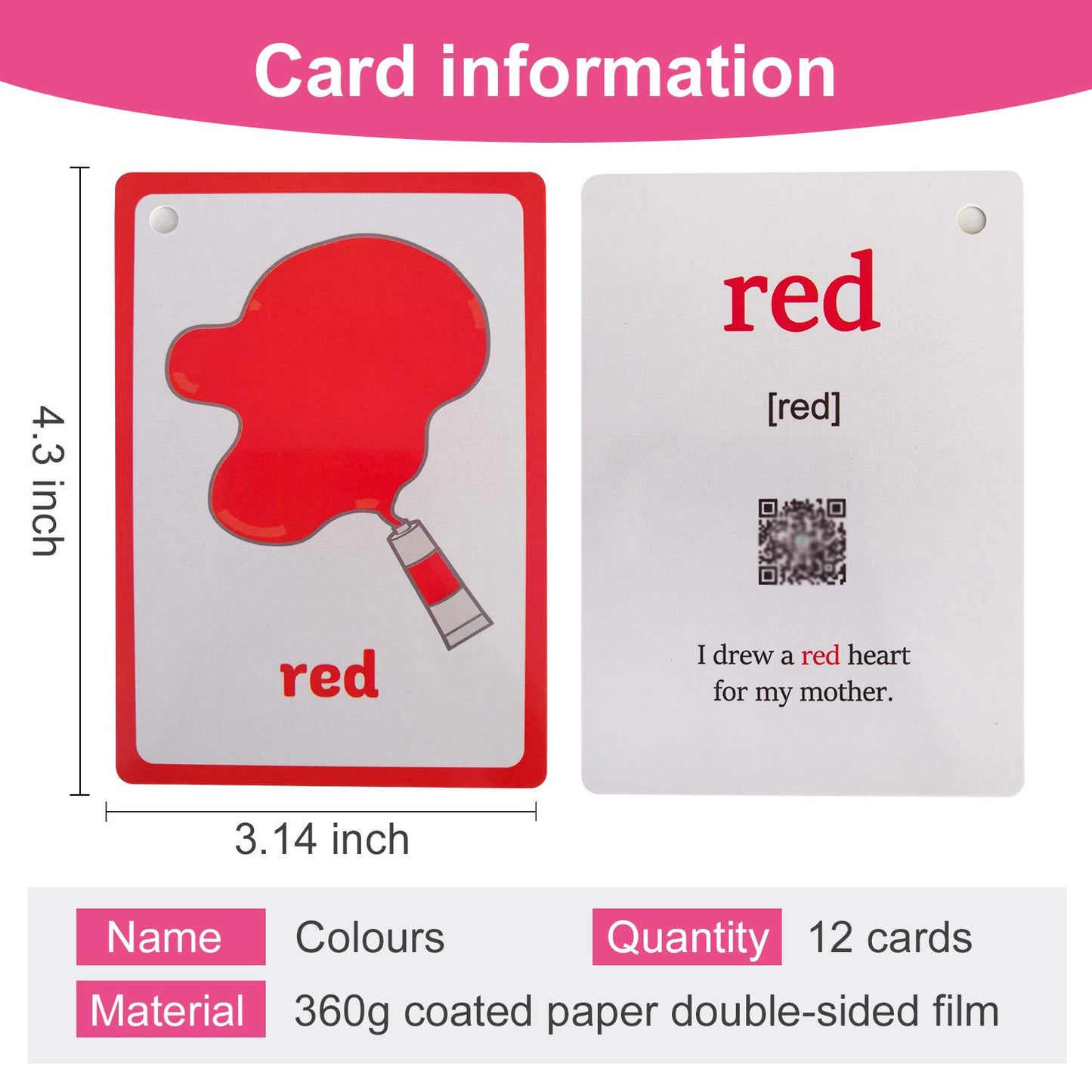 12PCS/Set Color Kids Gifts English Flash Cards Pocket Card Educational Learning Baby Toys for Children Pre-Kindergarten