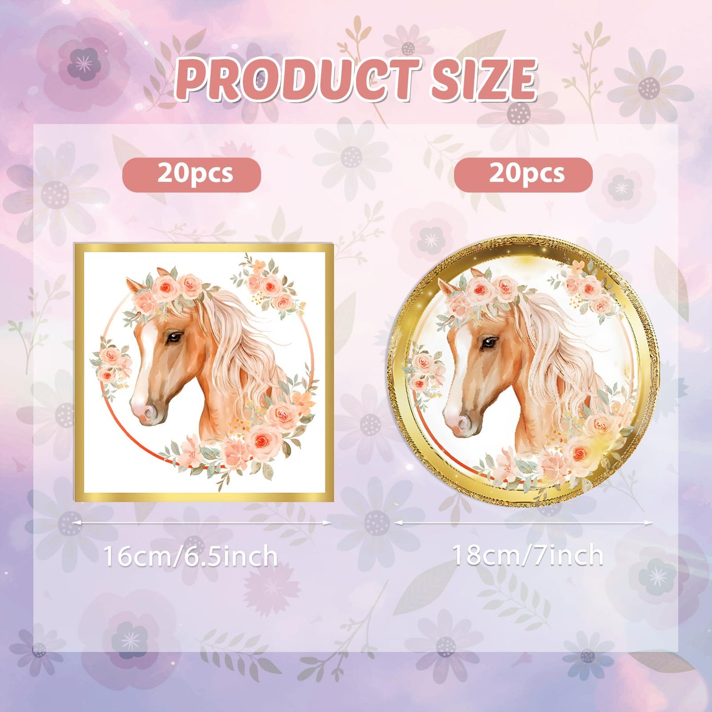 40PCS Horse Birthday Party supplies HorseParty Favors Include Party Plates and Napkins Cowgirl Wild Horse Party Birthday Tableware Decorations