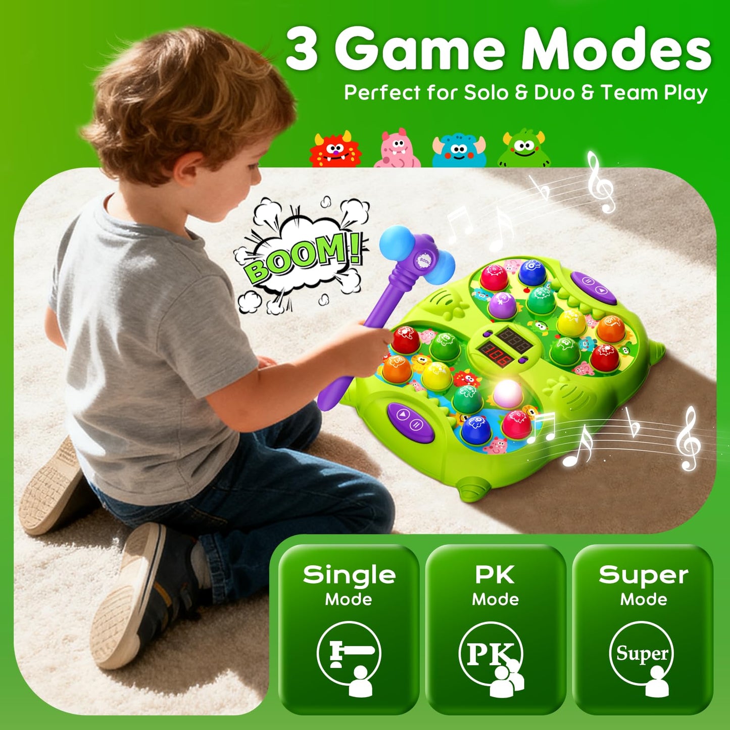 Noltola Whack Game Mole for Toddlers, Pounding Toys for Kids Ages 3-12