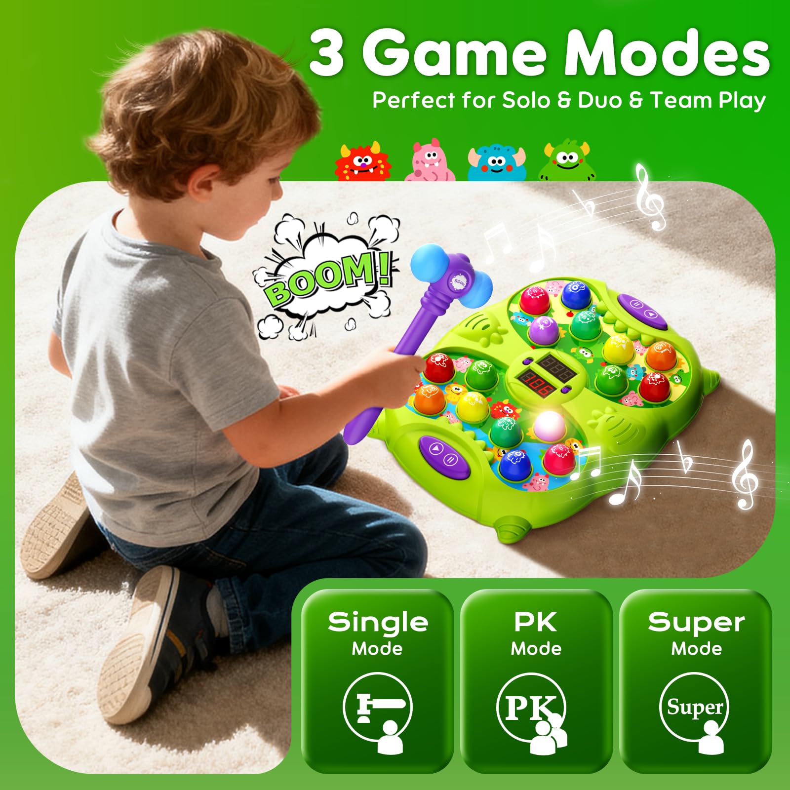Noltola Whack Game Mole for Toddlers, Pounding Toys for Kids Ages 3-12