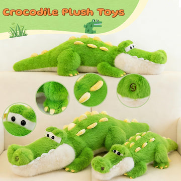 TITQWOP Alligator Stuffed Animal Plush Toy, Lying Flat Crocodile Hugging Pillow, Soft Long Plush for Kids & Adults, Cute Green Alligator Plush