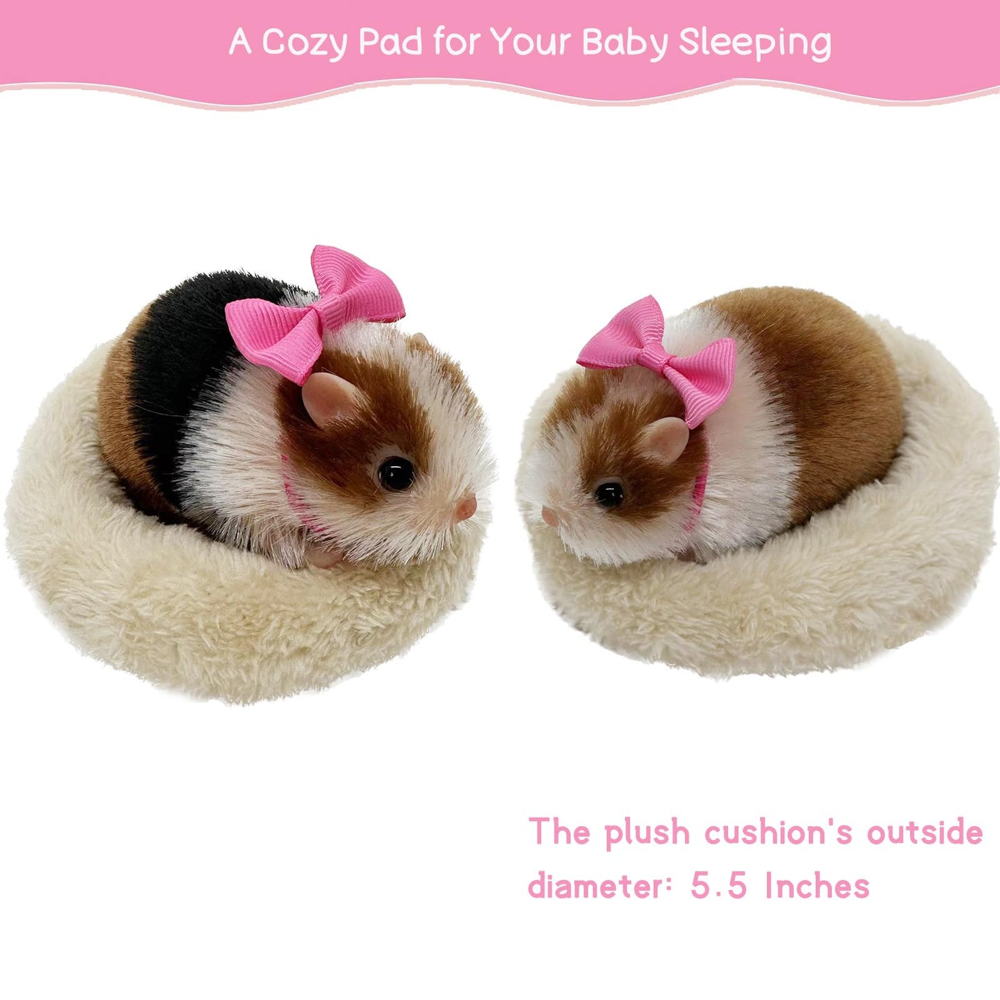 VOLOBE 5 Inches Silicone Hamster, Realistic Toy Hamster as Silicone Piglet Companion with Sleeping Pad Accessories for Kids Boy Girl Birthday Handmade