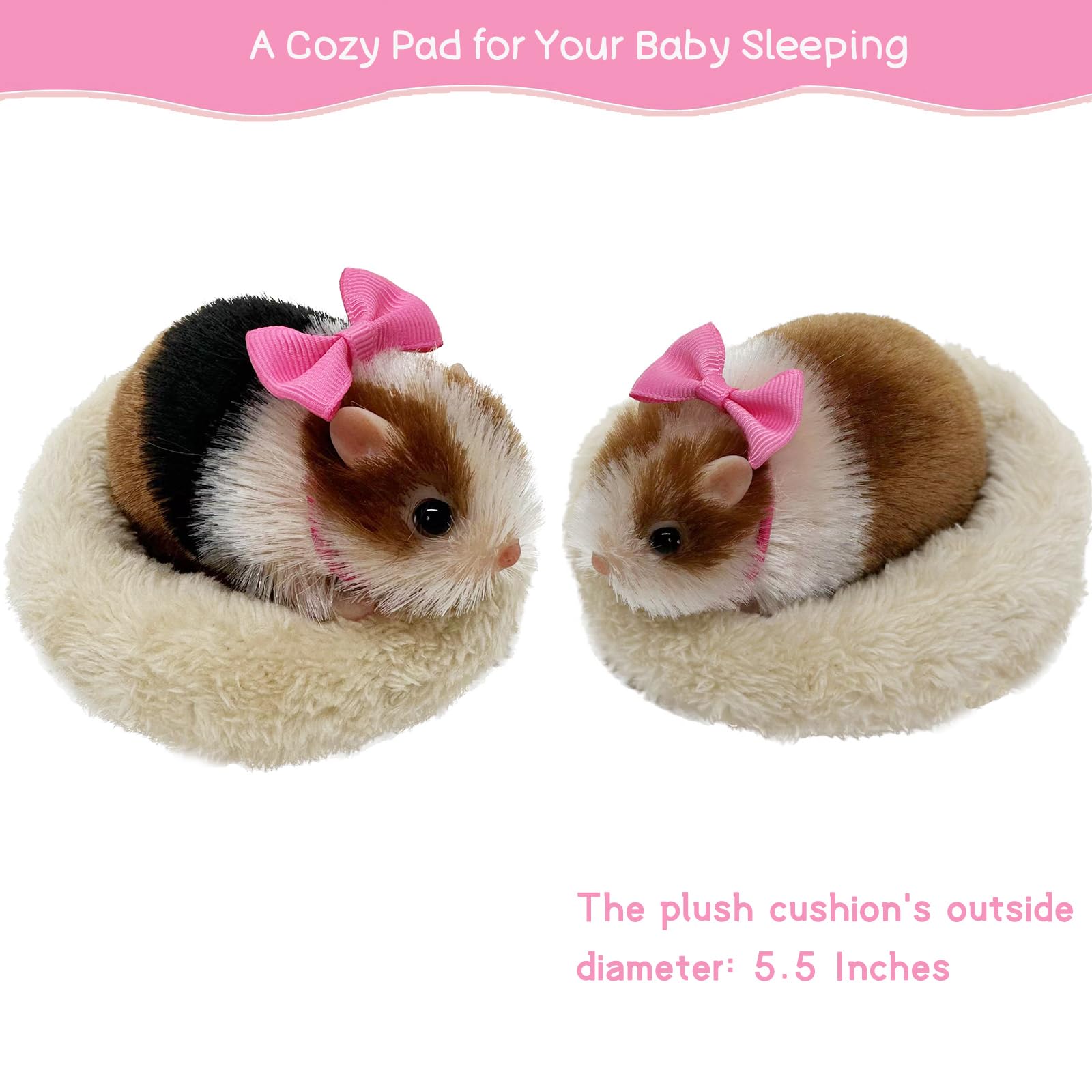 VOLOBE 5 Inches Silicone Hamster, Realistic Toy Hamster as Silicone Piglet Companion with Sleeping Pad Accessories for Kids Boy Girl Birthday Handmade