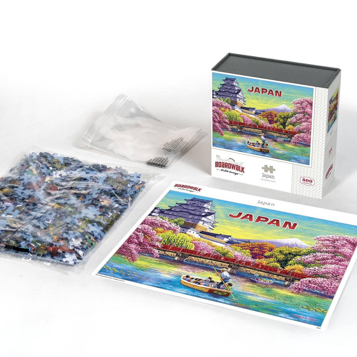 Boardwalk Japan 500 Piece Jigsaw Puzzle Colorful Scenic Cherry Blossom Puzzles with Premium Box, Gift for Adults and Family 16"x20"