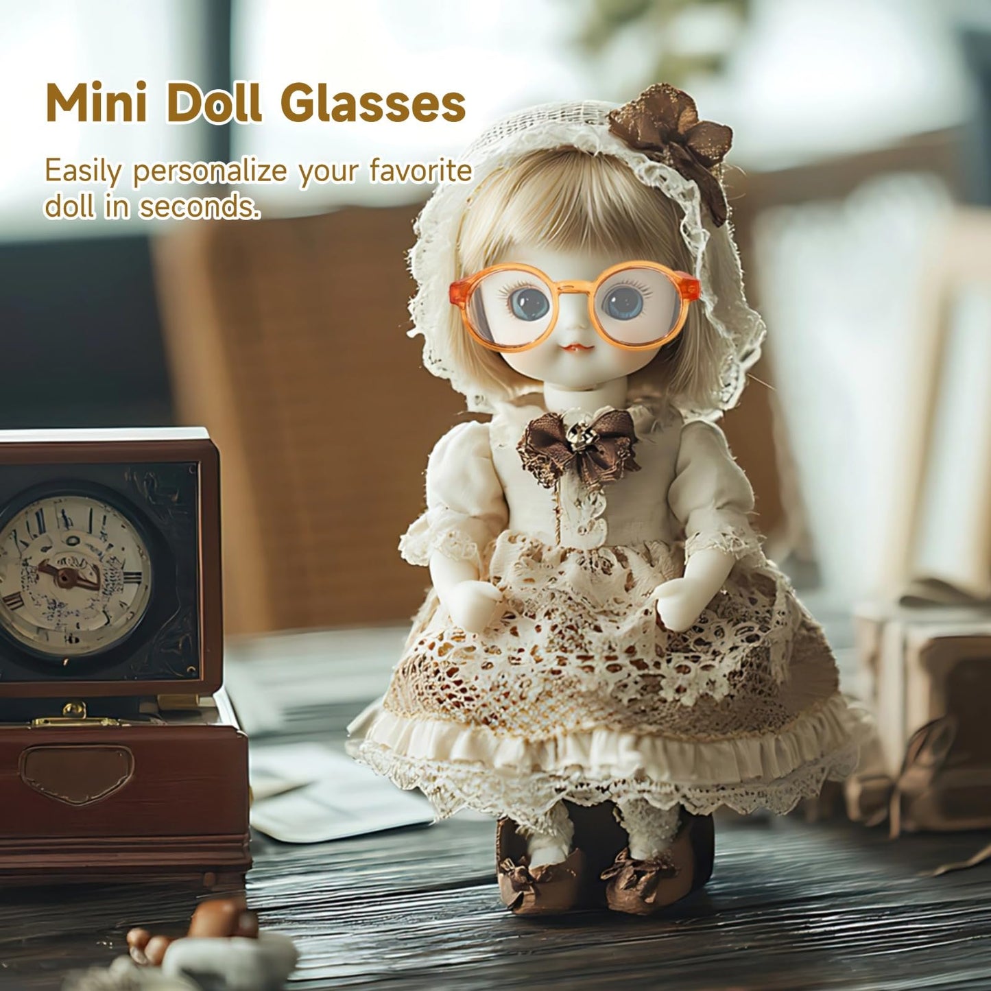 10 Pcs Doll Glasses, Mini Eyeglasses with Clear Lenses, Doll Dress Up Glasses, ABS Frame Eyewears, Colorful Fashion Accessories, Fashion Costume