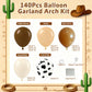 140pcs Western Cowboy Balloon Garland Arch Kit, First Rodeo Decorations For Western Cowboy Cowgirl Farm Theme Baby Shower Birthday Party Decorations