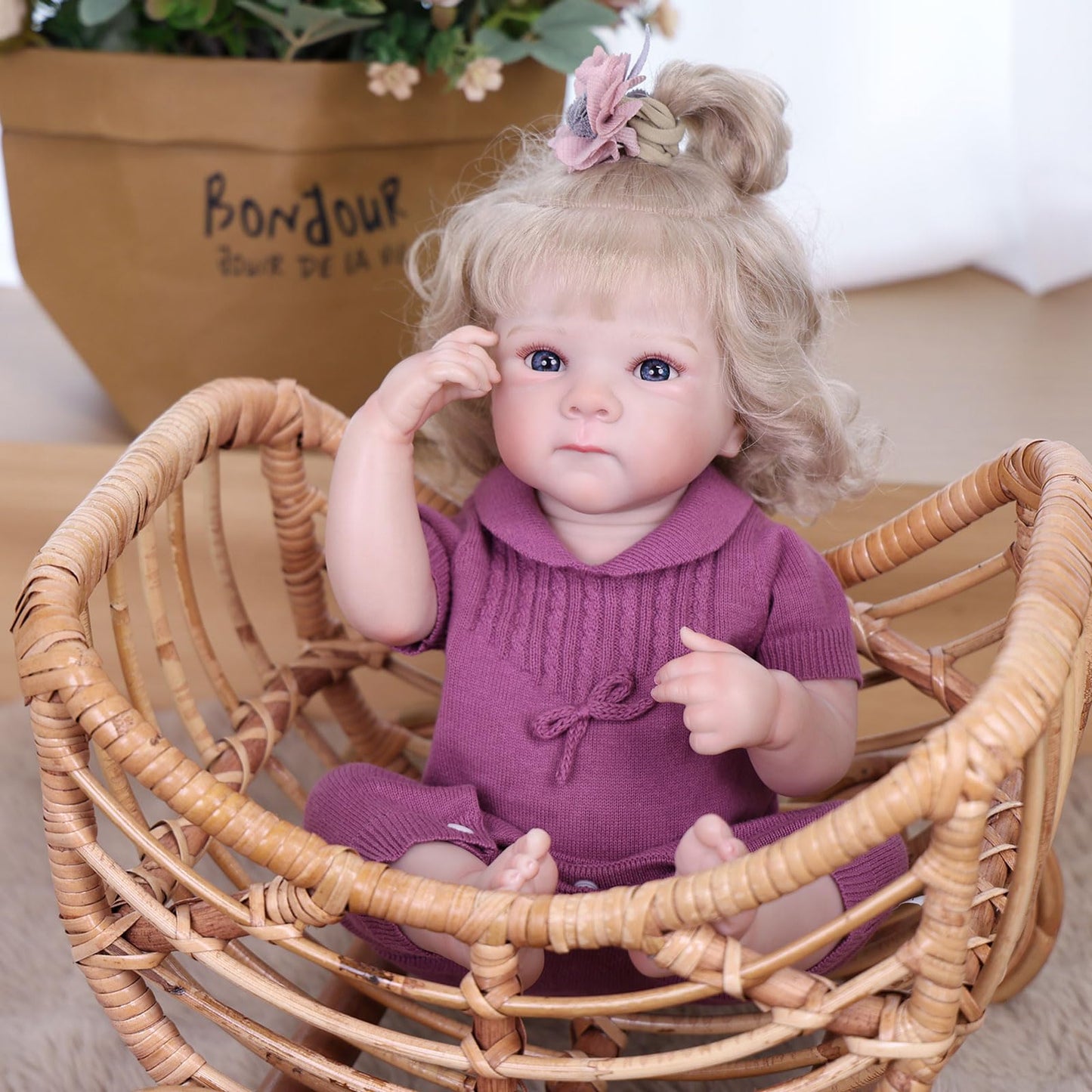 Tookyhill Baby Doll, 18 Inch Realistic Reborn Baby Doll, Weighted Soft Vinyl Body, Poseable Lifelike Newborn Doll with Outfit & Bear Toy Accessory