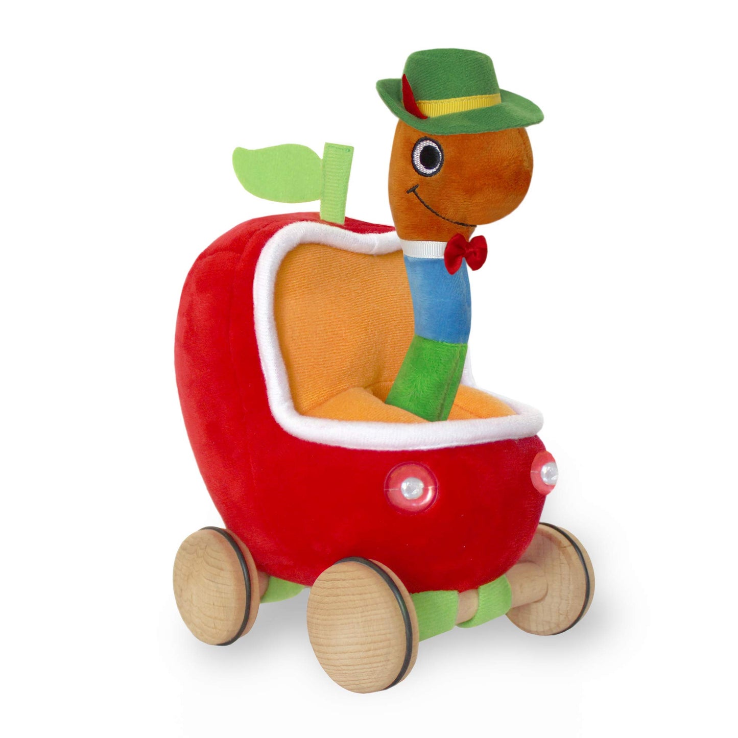 YOTTOY Richard Scarry Collection | Lowly Worm Soft Toy with Busytown Applecar - 2 in 1 Toy