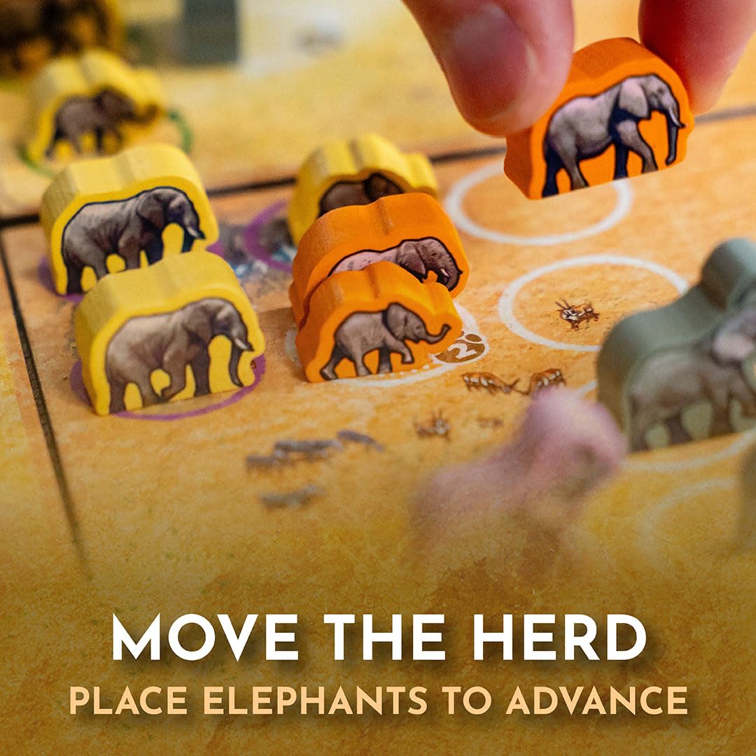 Tembo: Survival On The Savanna Board Game, Guide Your Elephant Herd Across Dangerous Terrain, A Cooperative Strategic Game for Families and Adults