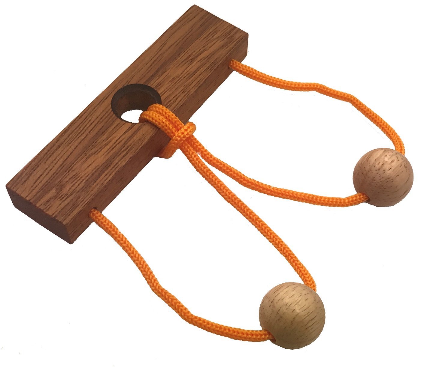 Two Lovers String Rope Ring Puzzle - Wood IQ Brain Teaser Mind Game
