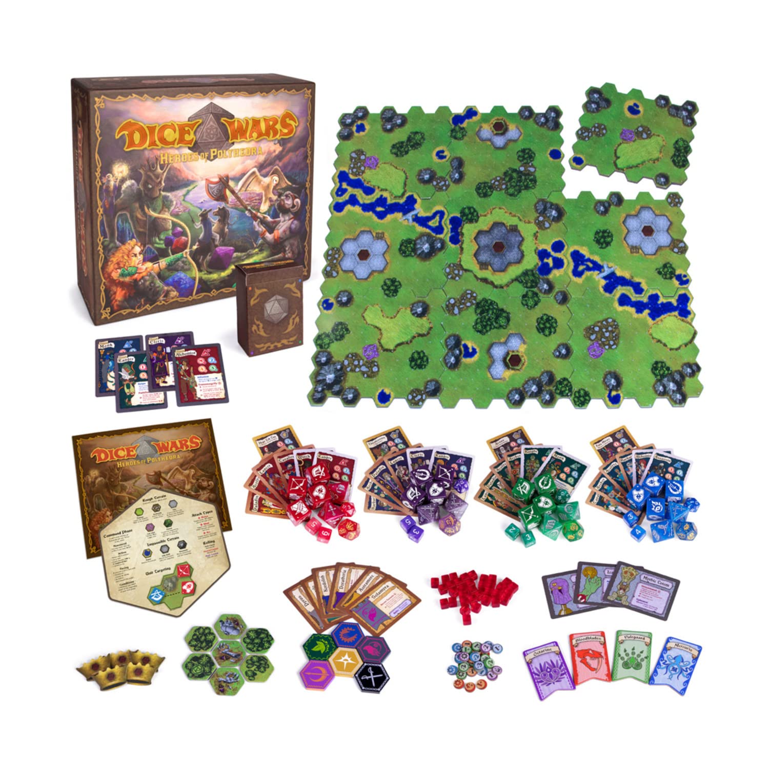 Wiz Dice - Dice Wars: Heroes of Polyhedra | PVP Skirmish Board Game for 2-4 Players | Roll Your Army & Generate a Random Map, & Battle | Ages 14