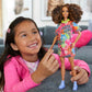 Barbie Fashionistas Doll #201, Athletic Body with Curly Brunette Hair, Graffiti-Print Dress & Accessories Including Boots & Chain Necklace