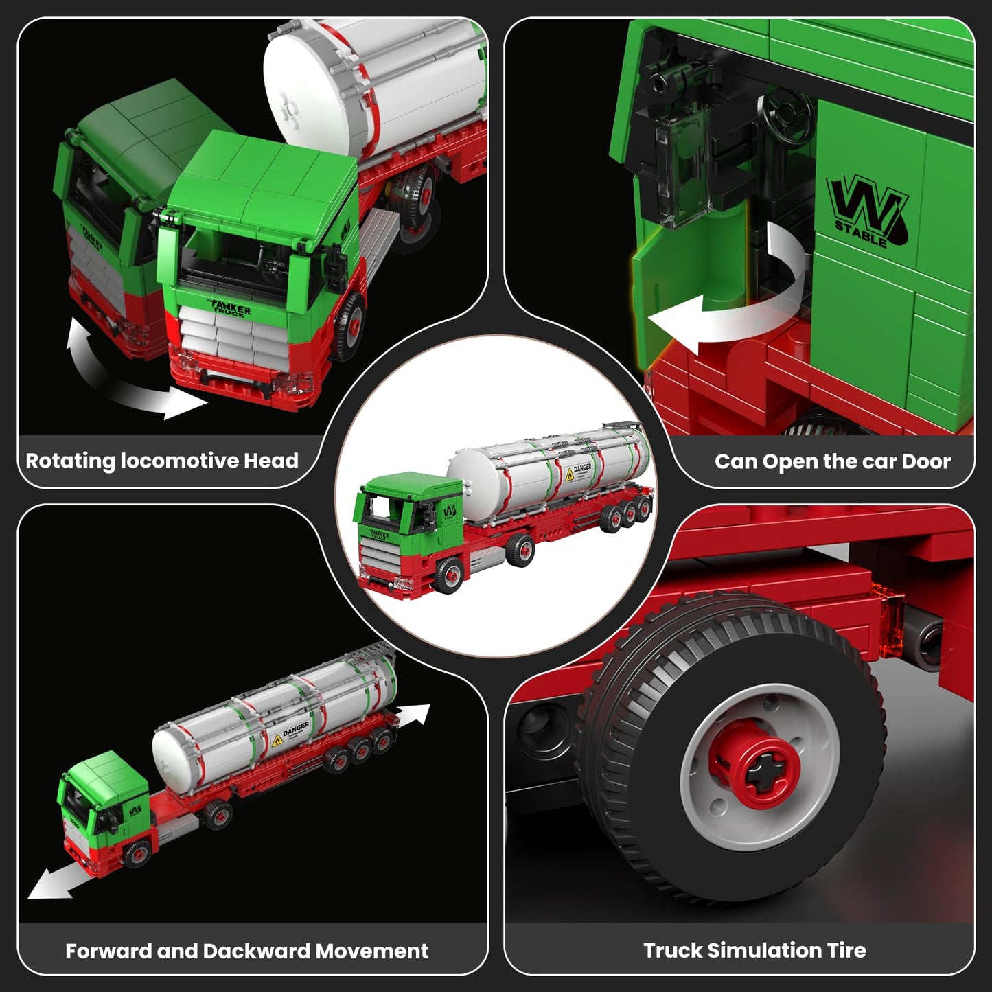 Mould King American Style Oil Tanker Truck Building Set, 556 PCS STEM Toy
