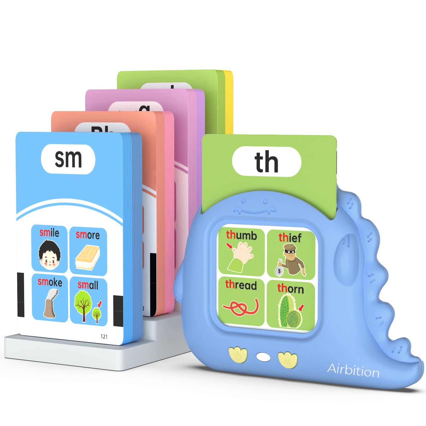 Phonics Talking Flash Cards for Toddlers 3-8, Airbition Learn to Read in 20 Stages, Digraphs CVC Blends Long Vowel Sounds Spelling