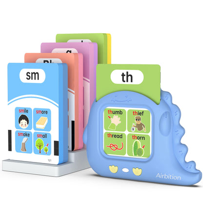 Phonics Talking Flash Cards for Toddlers 3-8, Airbition Learn to Read in 20 Stages, Digraphs CVC Blends Long Vowel Sounds Spelling