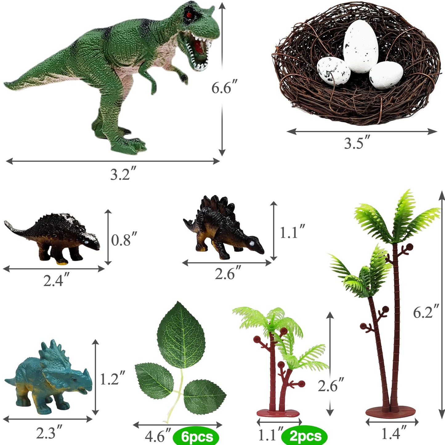GLAHORSE 26 PCS Dinosaur Cake Toppers With Dinosaur Eggs Leaves Trees Cake Decorations For Birthday,Dinosaur Themed,Jungle Safari, Wild Animals,Kids